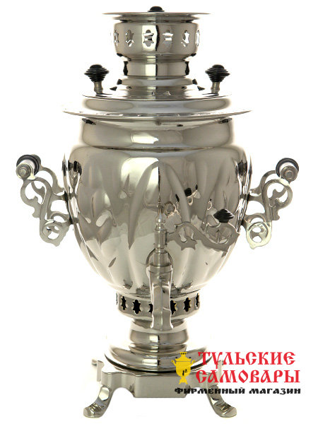 Новый угольный самовар 2,5 л никелированный фото 1 — Samovars.ru